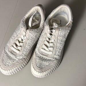 Stylish White Tweed Sneakers